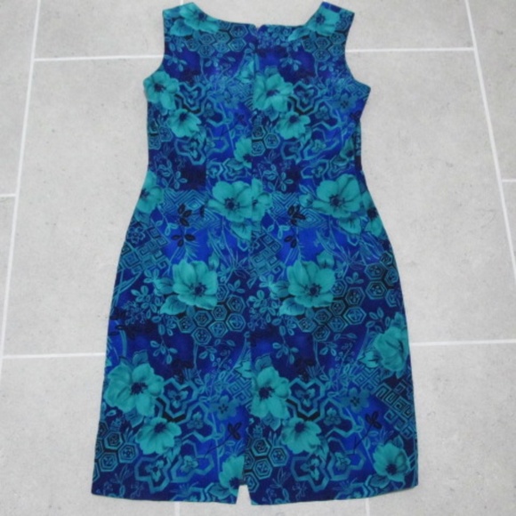Sleeveless Blue&Petrol Sheath Dress, Size 8 - Picture 6 of 8